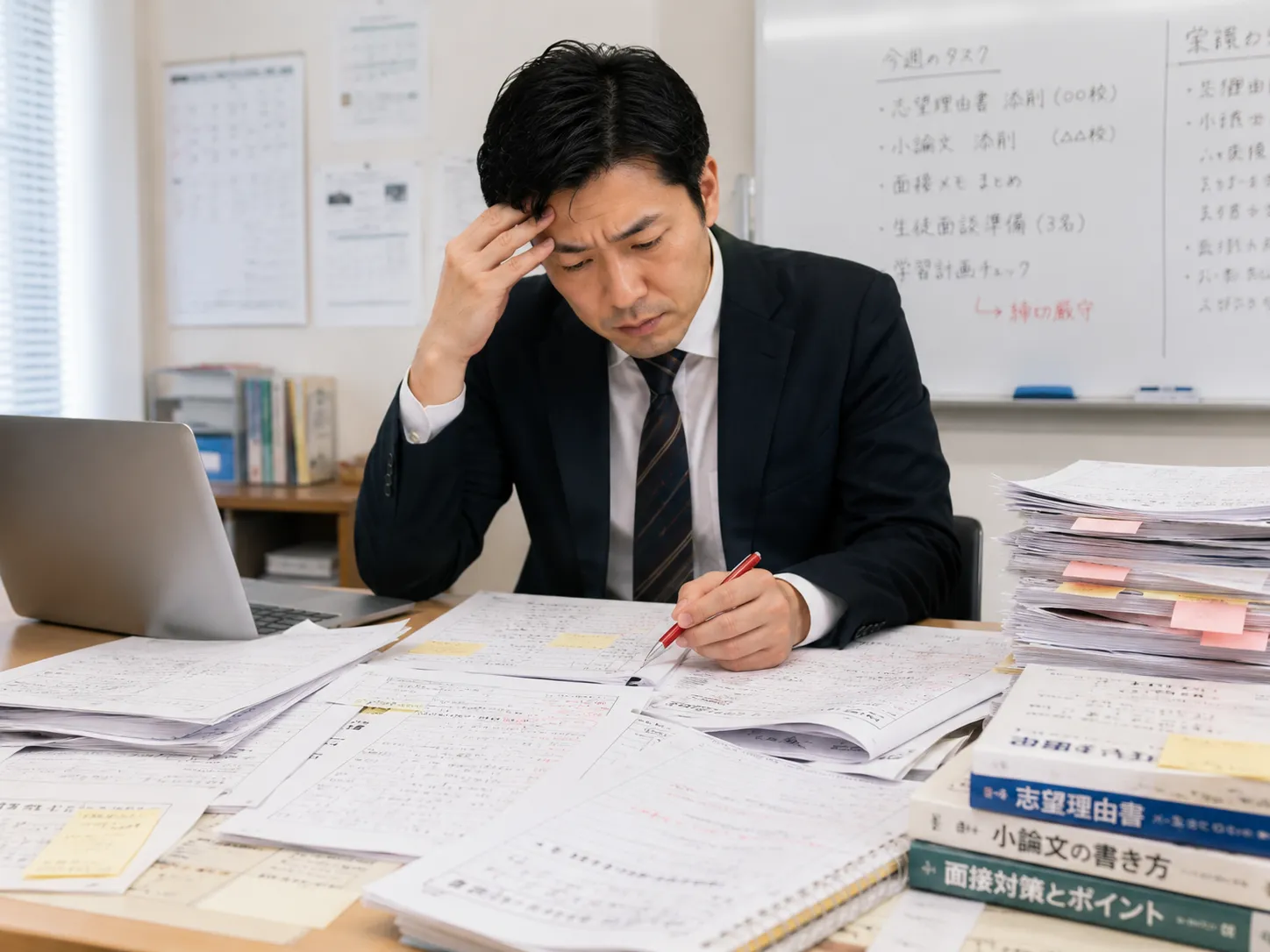 添削・準備に追われる塾長